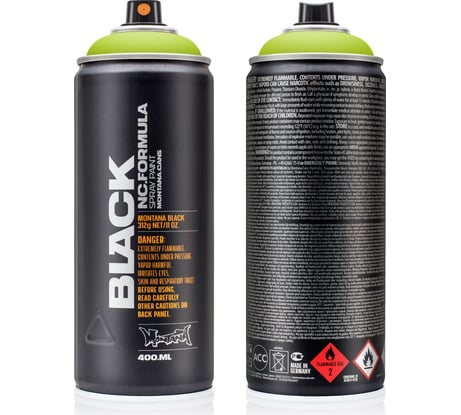 Краска MONTANA BLACK желто-зеленая, 0.4 л 6010 BLK