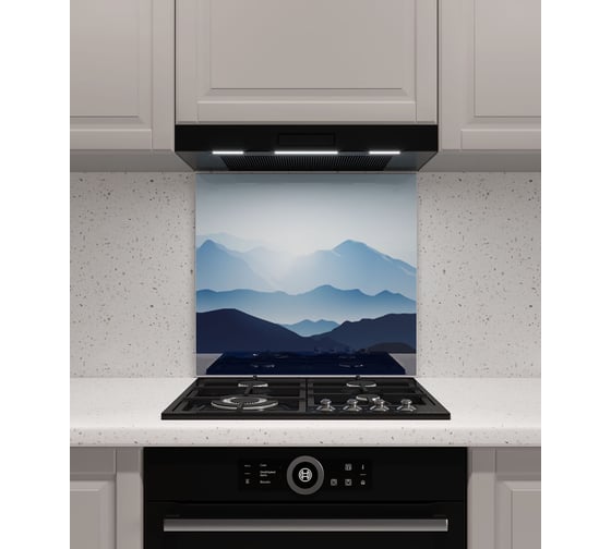 Защитный экран Normand 600х500х4 мм, рис. 21, из закаленного стекла на кухонный фартук для плиты от брызг с фотопечатью 134-436 1