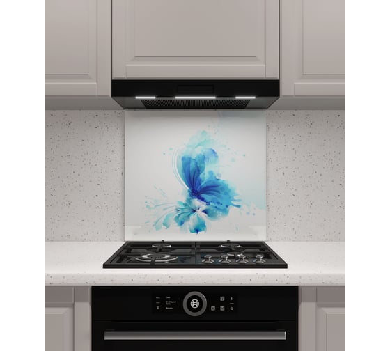 Защитный экран Normand 600х500х4 мм, рис. 19, из закаленного стекла на кухонный фартук для плиты от брызг с фотопечатью 134-269 1