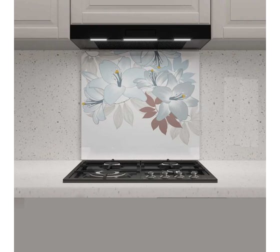 Защитный экран Normand 600х500х4 мм, рис. 25, из закаленного стекла на кухонный фартук для плиты от брызг с фотопечатью 134-559 1