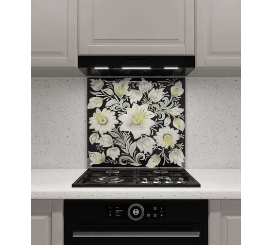 Защитный экран Normand 600х500х4 мм, рис. 32, из закаленного стекла на кухонный фартук для плиты от брызг с фотопечатью 134-610 1