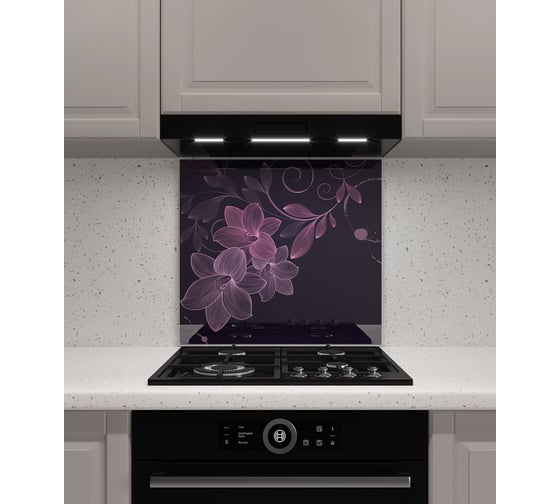 Защитный экран Normand 600х500х4 мм, рис. 7, из закаленного стекла на кухонный фартук для плиты от брызг с фотопечатью 134-405 1