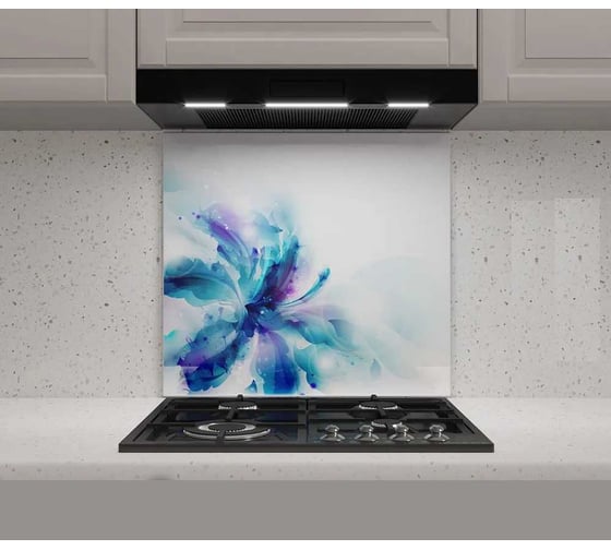 Защитный экран Normand 600х500х4 мм, рис. 8, из закаленного стекла на кухонный фартук для плиты от брызг с фотопечатью 134-412 1