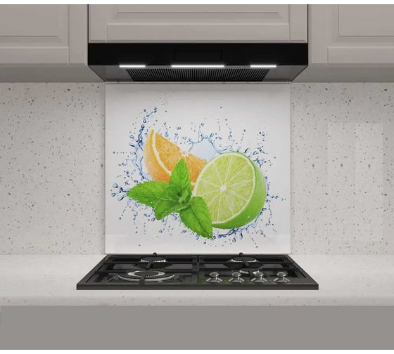 Защитный экран Normand 600х500х4 мм, рис. 4, из закаленного стекла на кухонный фартук для плиты от брызг с фотопечатью 134-375 1