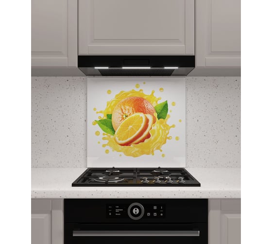 Защитный экран Normand 600х500х4 мм, рис. 5, из закаленного стекла на кухонный фартук для плиты от брызг с фотопечатью 134-382 1