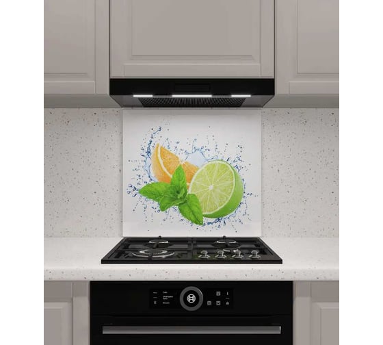 Защитный экран Normand 700х500х4 мм, рис. 4, из закаленного стекла, на кухонный фартук, для плиты от брызг, с фотопечатью 134-672 1