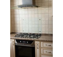 Защитный экран Normand 600х500х4 мм, матовый белый, из закаленного стекла на кухонный фартук для плиты от брызг 342-691
