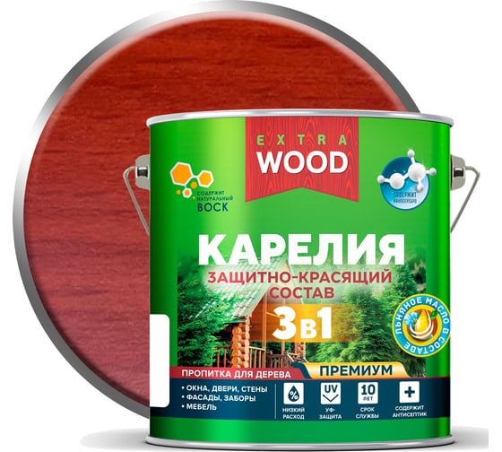 Защитно-красящий состав Farbitex 3в1 для древесины Карелия Каштан (2.7 л) WOOD 4300016879 1