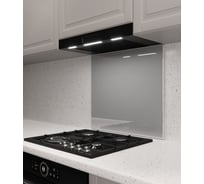 Защитный экран Normand 600х500х4 мм, RAL 9006, из закаленного стекла, на кухонный фартук, для плиты от брызг, 134-191