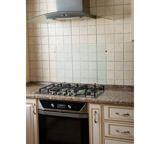 Защитный экран Normand 600х600х4 мм, матовый белый, из закаленного стекла, на кухонный фартук, для плиты от брызг, 342-714 1