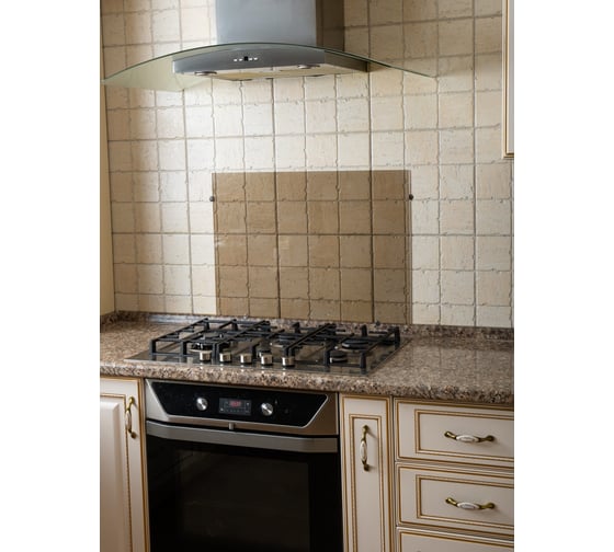 Защитный экран Normand 600х500х4 мм, бронзовый, из закаленного стекла, на кухонный фартук, для плиты от брызг 342-677 1