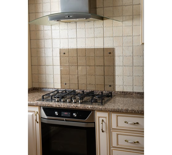 Защитный экран Normand 600х600х4 мм, бронзовый, из закаленного стекла, на кухонный фартук, для плиты от брызг, 342-684 1