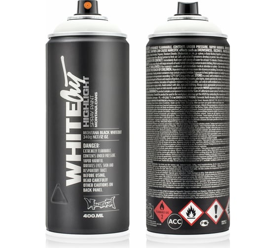 Краска MONTANA BLACK WHITEOUT белая, 0.4 л 9150 BLK