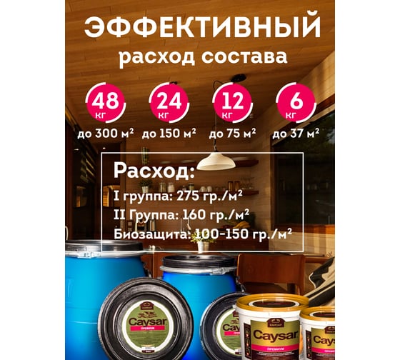 Огнебиозащита для дерева, зимний антисептик Кайсар Премиум 6 кг 35009