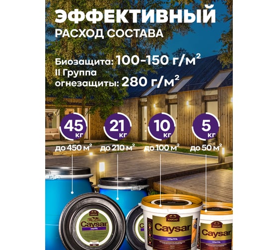 Зимний антисептик для дерева с огнезащитой Кайсар Ультра 5 кг 569005