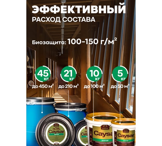 Сильнейший антисептик для дерева, лечащий древесину Кайсар Доктор 21 кг 774006