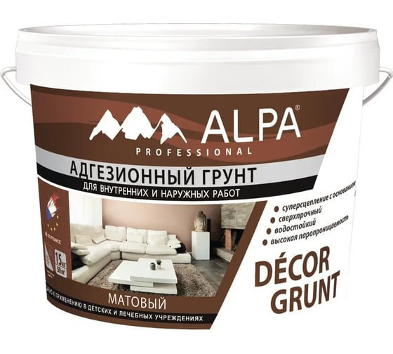 Адгезионный грунт для внутренних и наружных работ ALPA DÉCOR GRUNT 15 кг 3488570026908 1