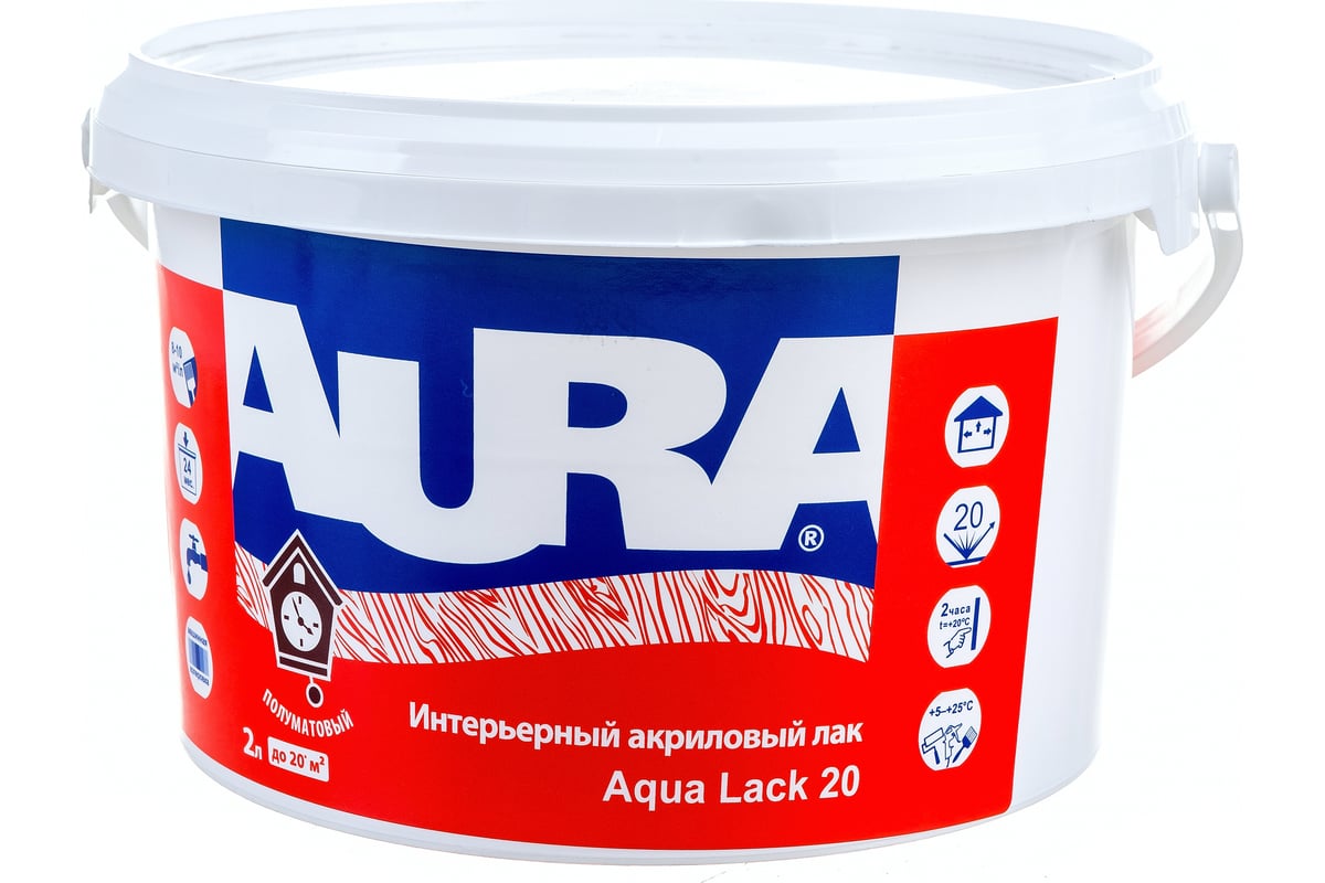 Лак Aura Aqua Lack 20 2 л L0019 - выгодная цена, отзывы, характеристики,  фото - купить в Москве и РФ