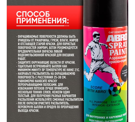 Краска-спрей ABRO MASTERS № 12 черный матовый, 400 мл, 1 шт. SP-012