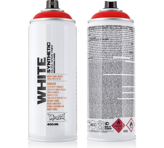 Краска MONTANA WHITE ярко-красная, 0.4 л 3010 WHT 1