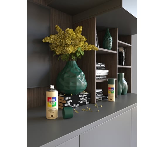 Краска аэрозольная полуматовая CORALINO SATIN RAL6005 Зеленый Мох CS6005