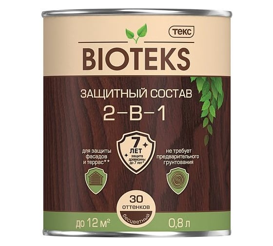 Защитный антисептический состав 2 в 1 ТЕКС Bioteks (золотая сосна; 0.8 л) 211888 1