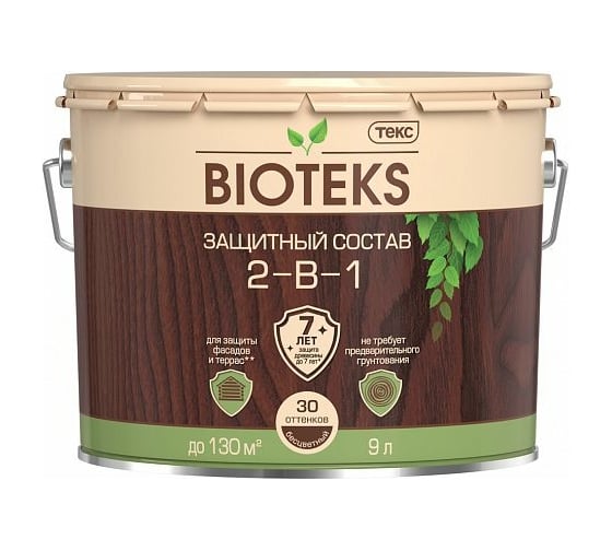 Защитный антисептический состав 2 в 1 ТЕКС Bioteks (золотая сосна; 9 л) 211890