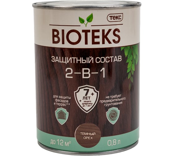 Защитный антисептический состав 2 в 1 ТЕКС Bioteks (темный орех; 0.8 л) 211897