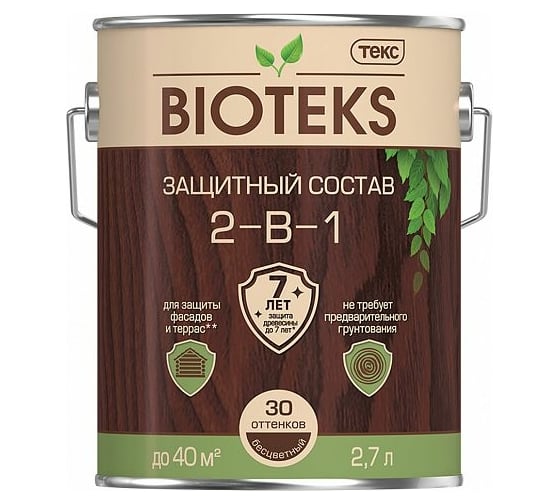 Защитный антисептический состав 2 в 1 ТЕКС Bioteks (венге; 2.7 л) 211901