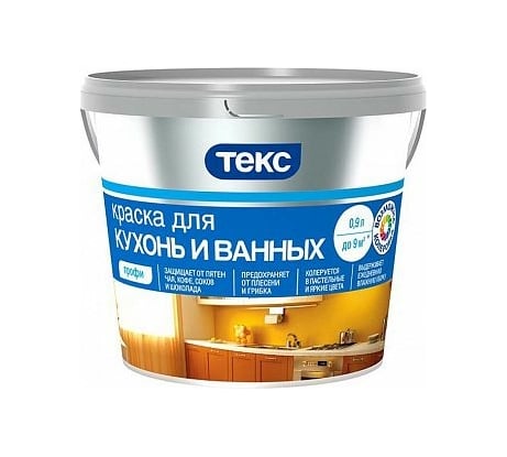 Водно-дисперсионная краска для кухонь и ванных ТЕКС Профи (база D; 0.9 л) 25930