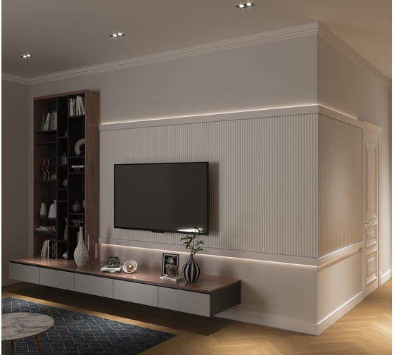 Панель стеновая "Грани" ударопрочная, влагостойкая, под покраску Decor-Dizayn 180x10x2000 мм DD907