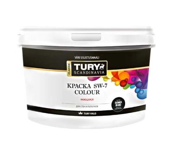 Краска в/д TURY SW-7 Color моющаяся, серая Сакура, 2.4кг T1-00016373 1