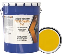 Краска строительная 3 в 1 Москвичка ГРУНТ-ЭМАЛЬ алкидно-уретановая, желтая, 25кг 4620105774611