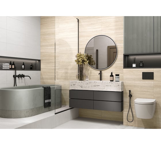 Керамогранит AlmaCeramica Altesse матовый, 300х600х7, 1,62м2, 9 шт в уп, бежевый GFA3060ATS04R 1