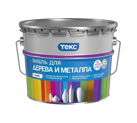 Эмаль для дерева и металла ТЕКС Профи (полуматовая; база A; 9 л) 32388