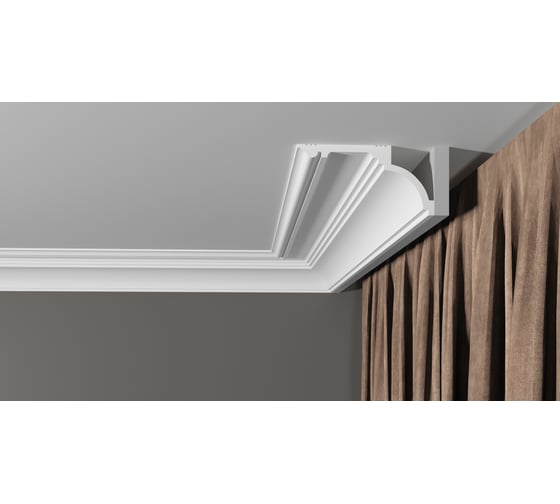 Карниз потолочный ударопрочный влагостойкий под покраску Decor-Dizayn 120x60x2000мм DD517
