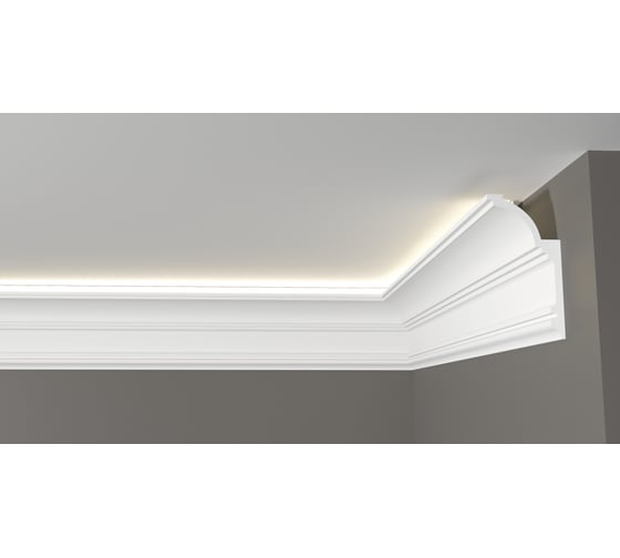 Карниз потолочный ударопрочный влагостойкий под покраску Decor-Dizayn 120x60x2000мм DD517