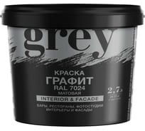 Краска интерьерная Радуга для стен потолков и фасадов  Grey графит матовая 2,7 л 4630058028525