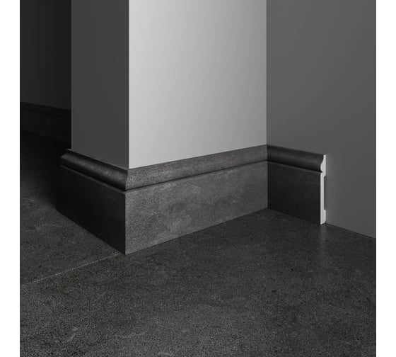 Плинтус напольный ударопрочный влагостойкий Decor-Dizayn цвет графит 79x13x2400 мм 005-94 1
