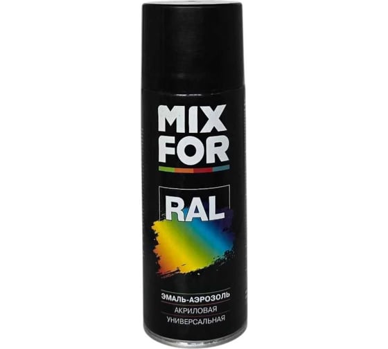 Эмаль-аэрозоль MIXFOR акриловая универсальная RAL 9005 (черный янтарь) матовая 13896 1