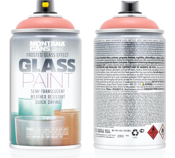 Краска MONTANA GLASS PAINT коралловая красная, 0.25 л GP3010 1