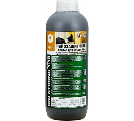 Биозащитный состав для древесины APIS Strong-bio (концентрат 1:10; бутылка; 1.1 кг) 4665296512253