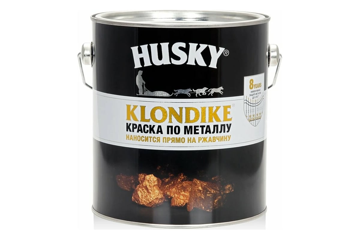 Краска по металлу HUSKY KLONDIKE (глянцевая; зеленая RAL 6002; 2.5 л ...