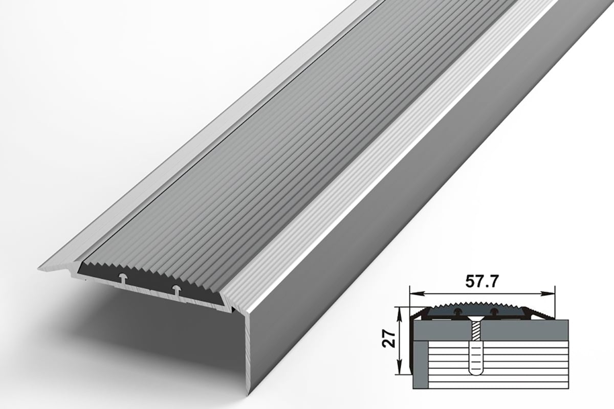 Порог угловой антискользящий алюминиевый ЛУКА (57,7х27 мм, 1,8 м, Без  окраса) УТ000023732 - выгодная цена, отзывы, характеристики, 1 видео, фото  - купить в Москве и РФ