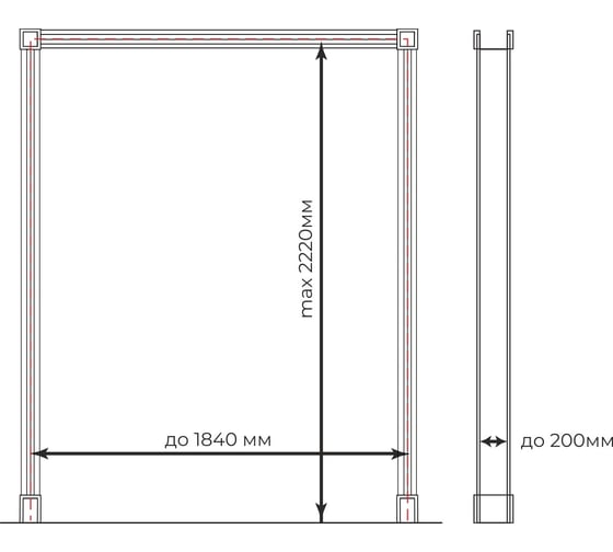 Портал Cosca decor Симплекс Квадро МДФ 10 мм, набор, без отделки СПБ102760