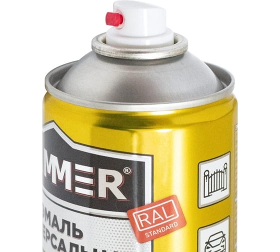 Универсальная аэрозольная эмаль Hammer RAL 9005 черный, матовый, 0.27 кг, 0.52 л ЭК000139897