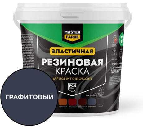 Краска резиновая MASTERFARBE Графитовая 1 кг 4631179297845