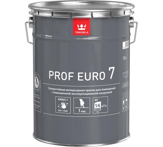 Краска TIKKURILA Prof Euro 7 База с, 18 л, интерьерная 51516