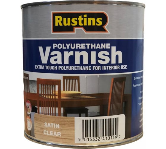 Полиуретановый лак Rustins Poly Varnish Satin Clear полуматовый, 1 л 3232