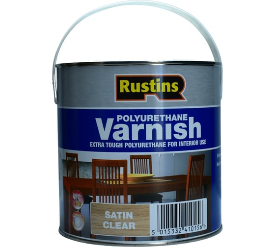Полиуретановый лак Rustins Poly Varnish Satin Clear полуматовый, 2.5 л 1735